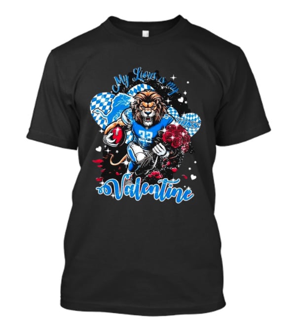 Valentine My Detroit Lions Football Love Roses Player T-Shirt