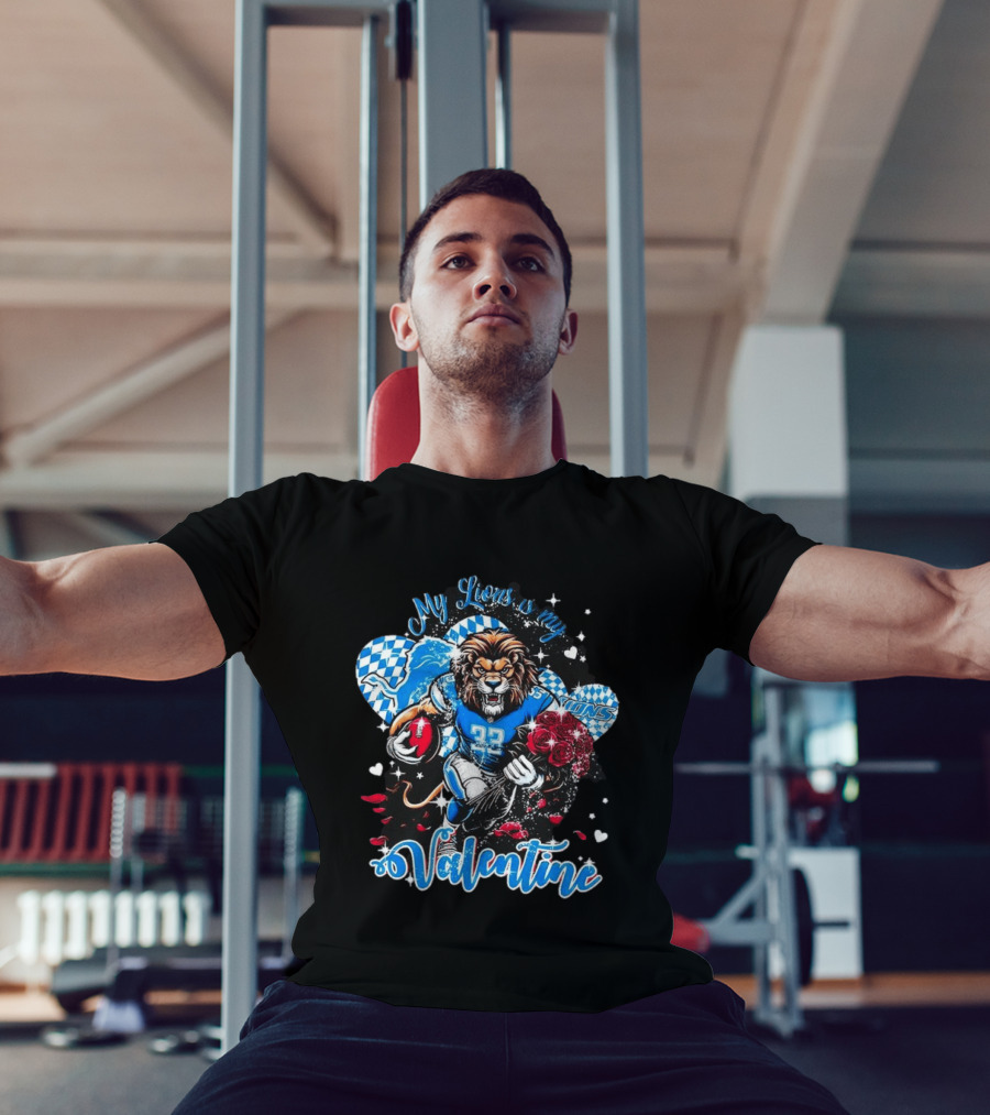 Valentine My Detroit Lions Football Love Roses Player T-Shirt