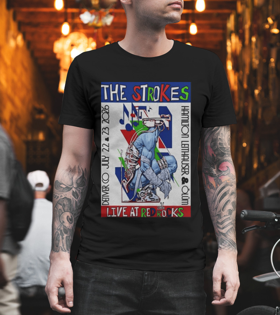 Live At Red Rocks The Strokes July 22 23 2026 Denver Hamilton Leithauser Qum T-Shirt