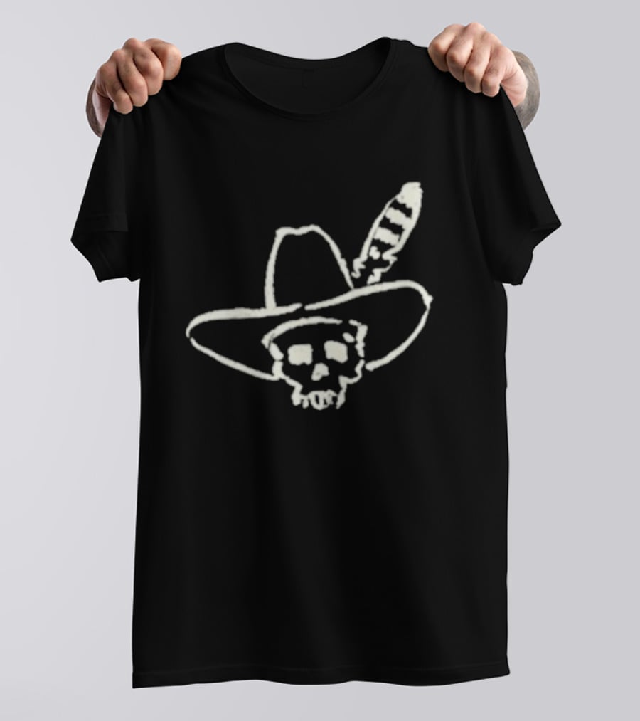Ryan Bingham Western Skull Hat Feather Drawing T-Shirt