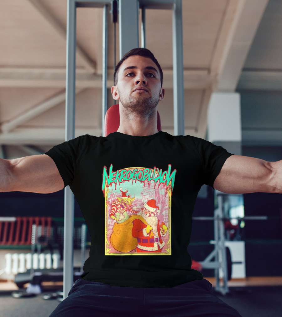 Santa Claus Nekrogoblikon Christmas Goblin Scene T-Shirt
