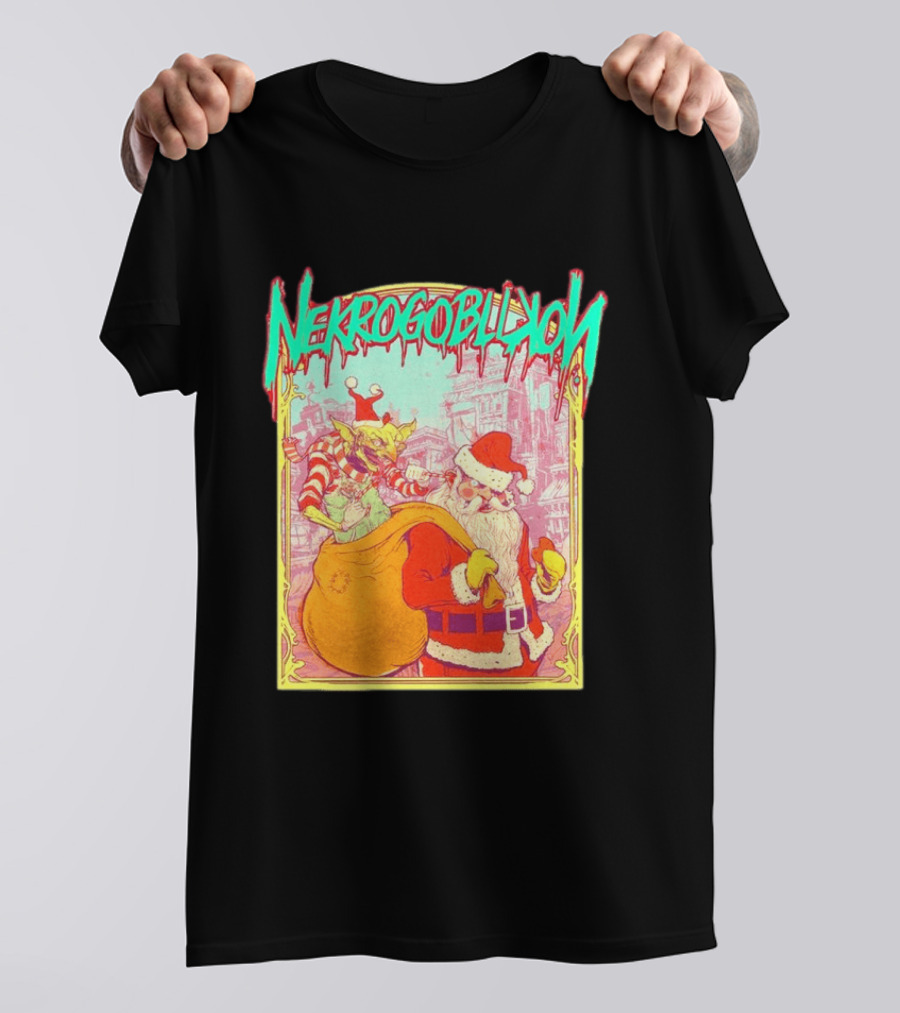 Santa Claus Nekrogoblikon Christmas Goblin Scene T-Shirt