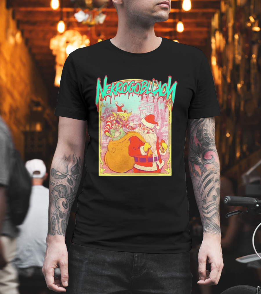 Santa Claus Nekrogoblikon Christmas Goblin Scene T-Shirt