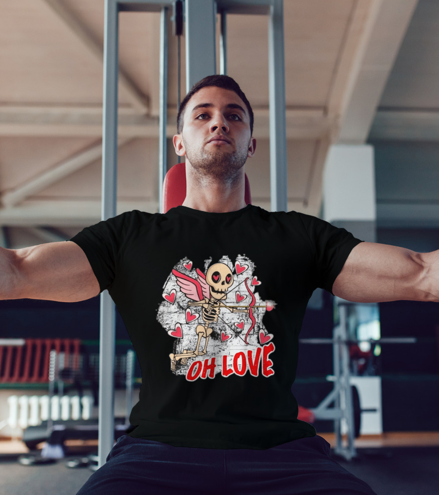 Skeleton Cupid Oh Love Hearts Valentine T-Shirt