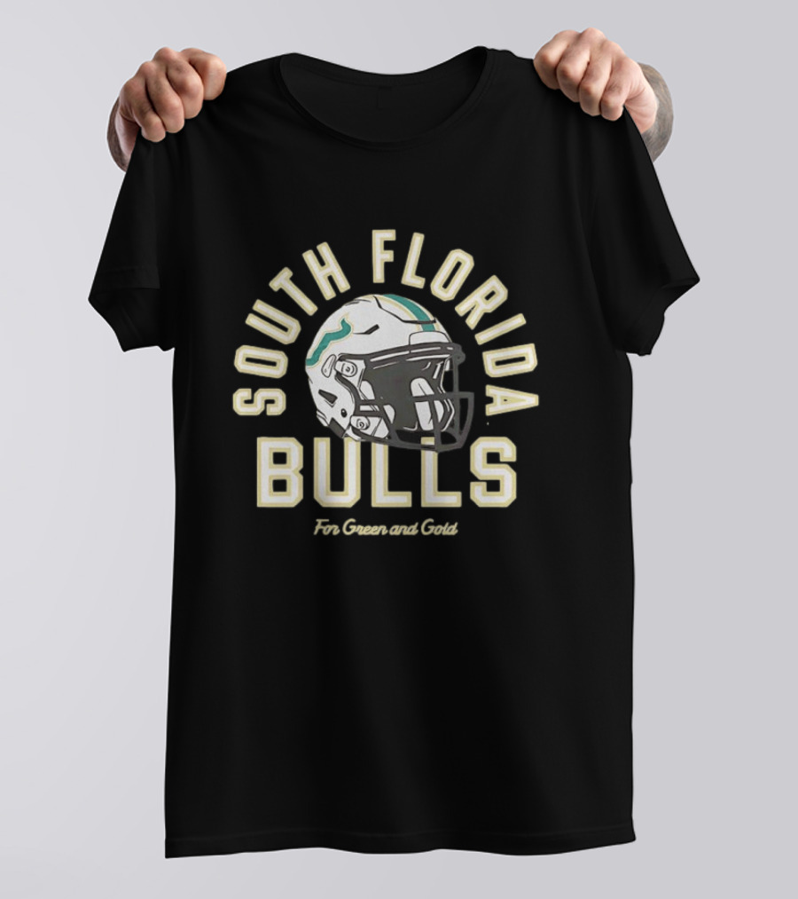 South Florida Bulls Football Helmet For Green And Gold Fans T-Shirt