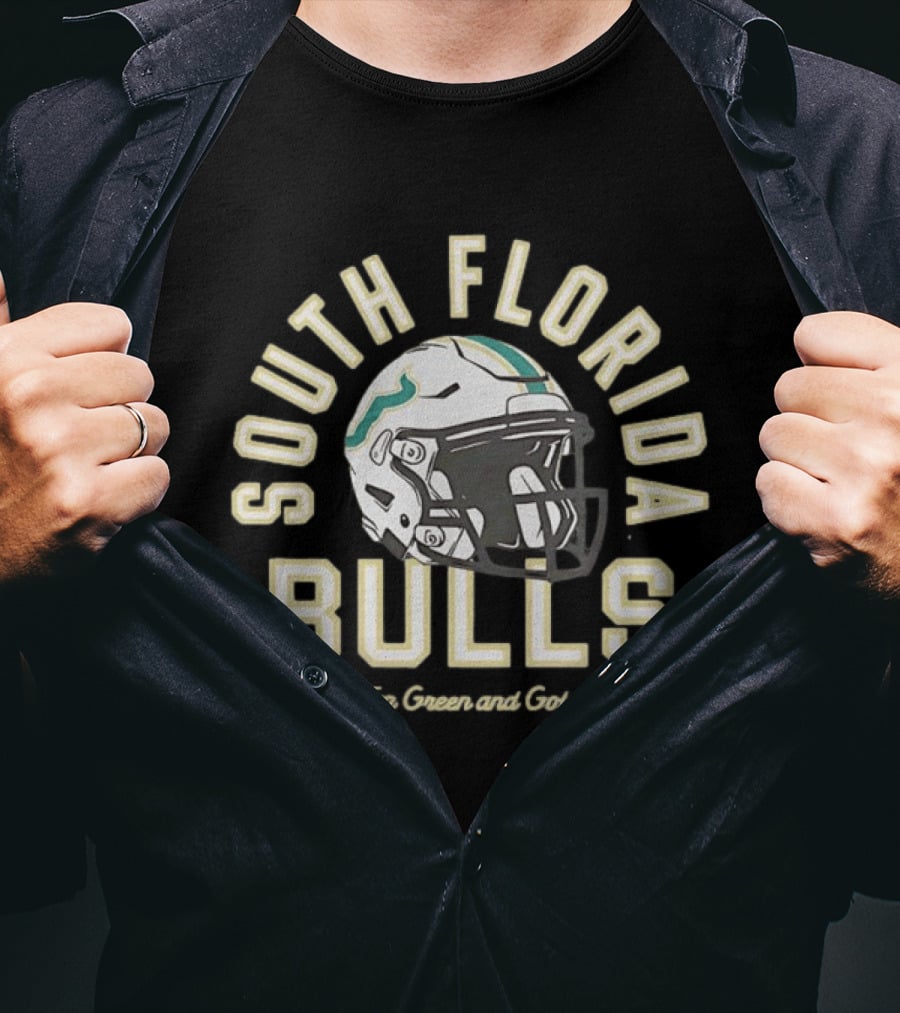 South Florida Bulls Football Helmet For Green And Gold Fans T-Shirt