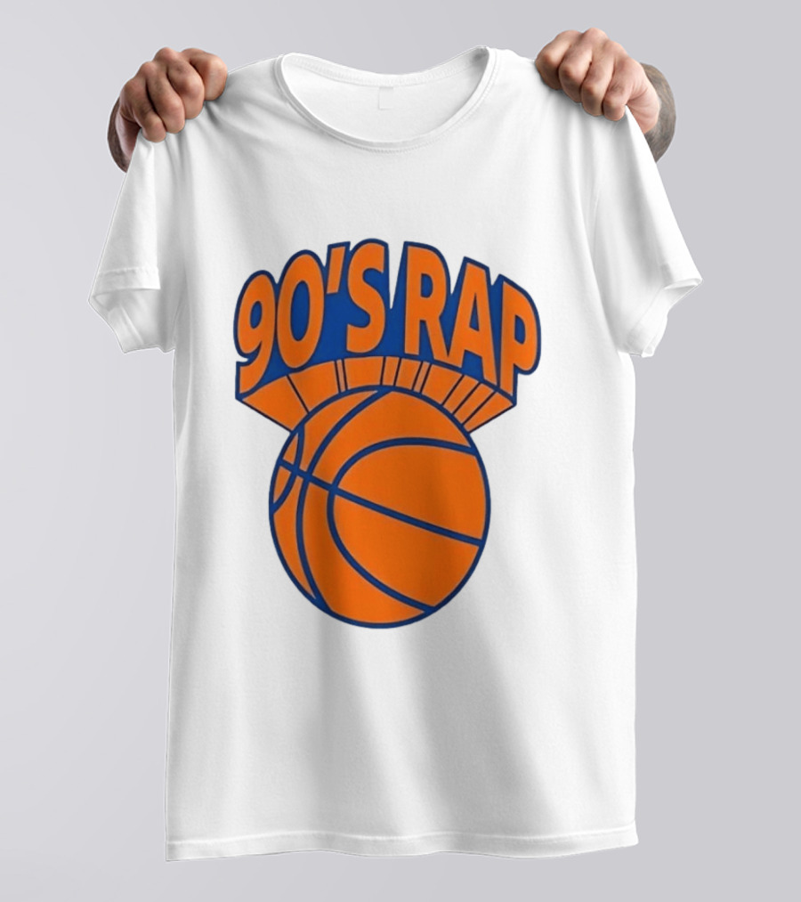 90's Rap Basketball Bold Orange Blue T-Shirt