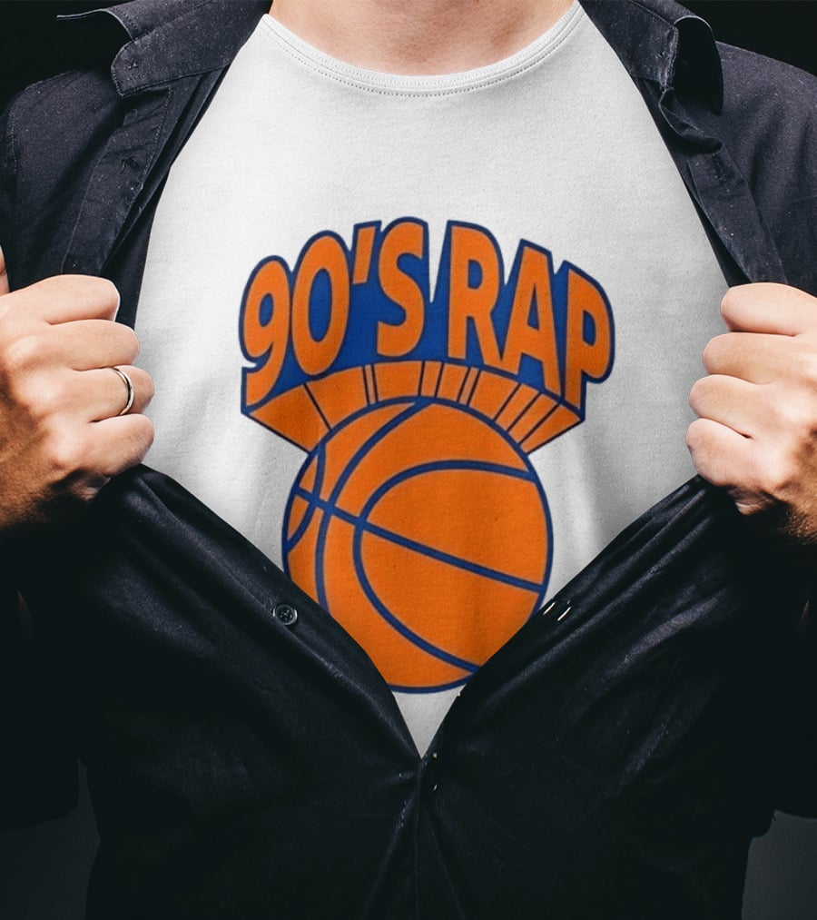 90's Rap Basketball Bold Orange Blue T-Shirt