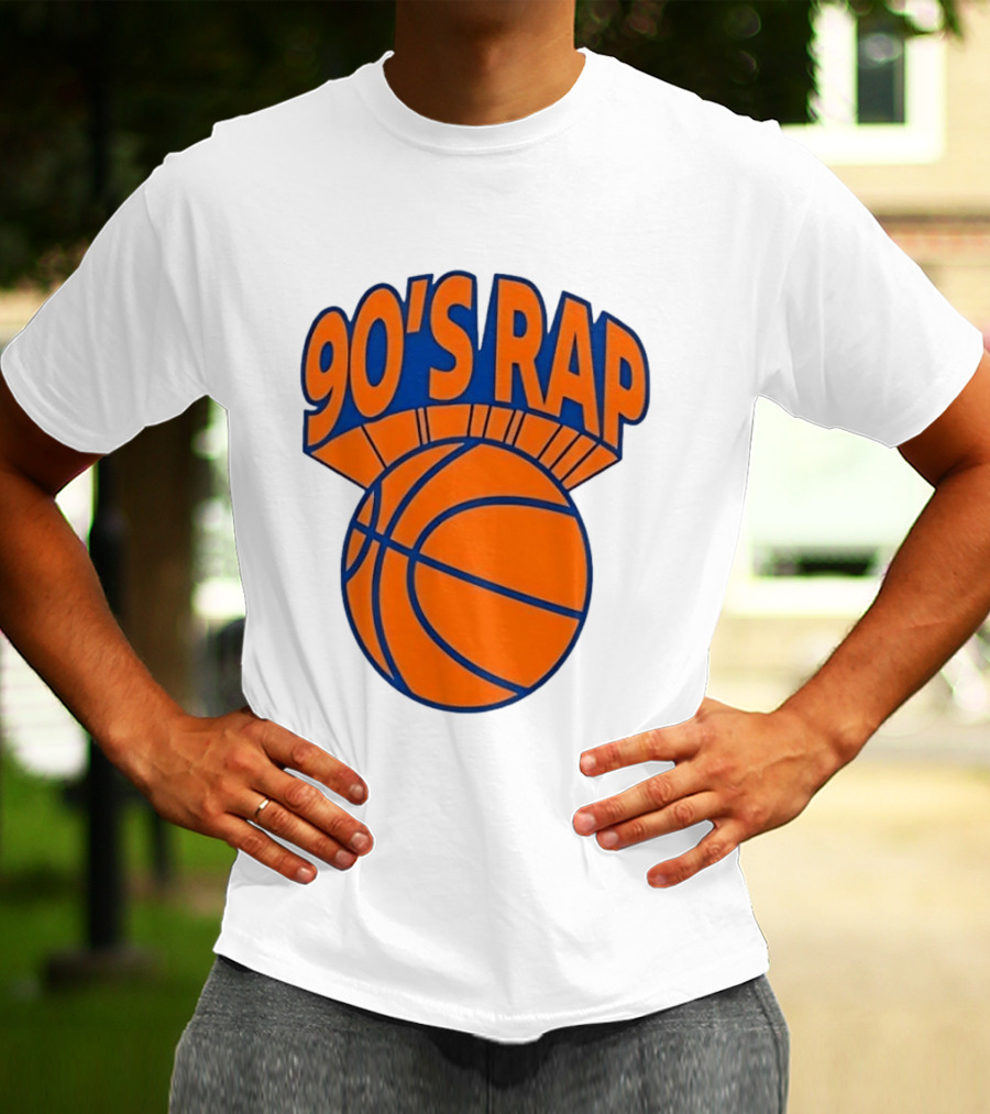 90's Rap Basketball Bold Orange Blue T-Shirt
