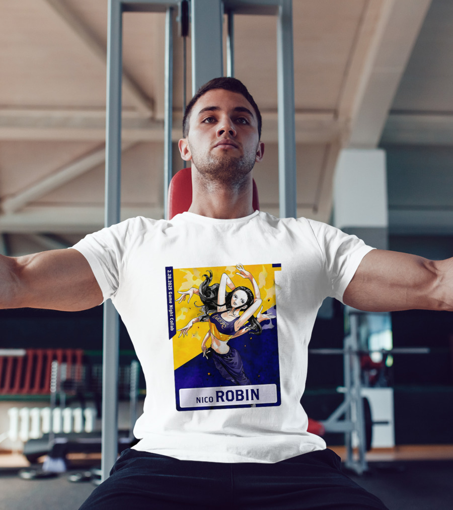 2025 Game Night Collab One Piece X Los Angeles Lakers Nico Robin T-Shirt