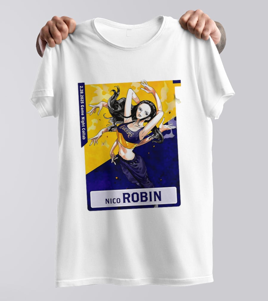 2025 Game Night Collab One Piece X Los Angeles Lakers Nico Robin T-Shirt