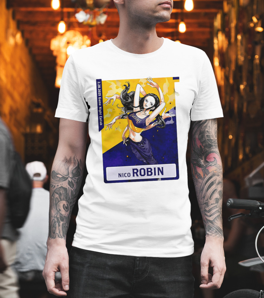 2025 Game Night Collab One Piece X Los Angeles Lakers Nico Robin T-Shirt
