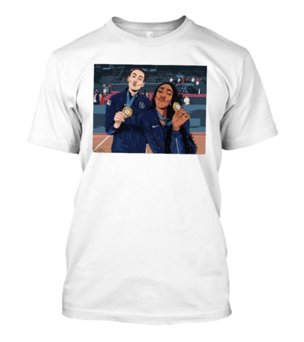 A'Ja Wilson Breanna Stewart Gold Medal Celebration WNBA T-Shirt