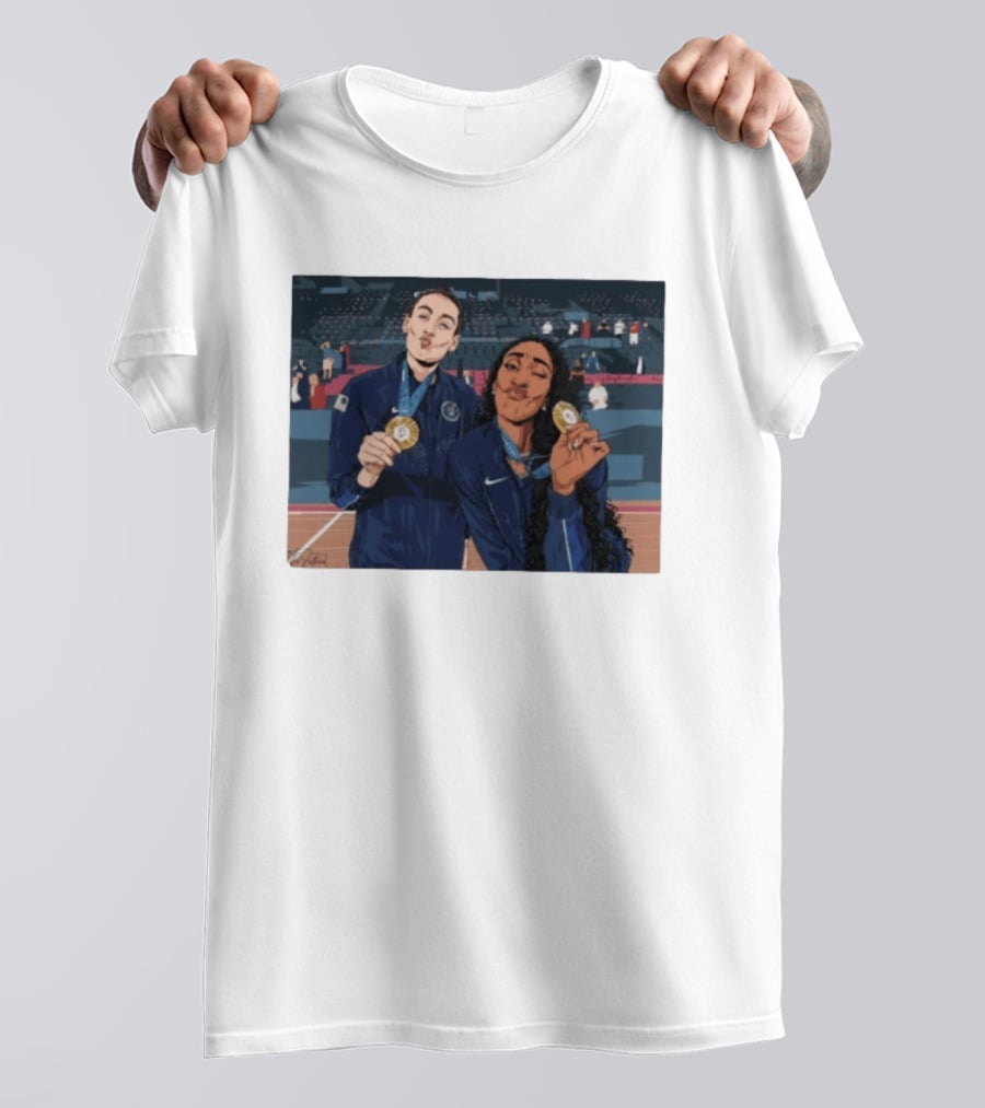 A'Ja Wilson Breanna Stewart Gold Medal Celebration WNBA T-Shirt