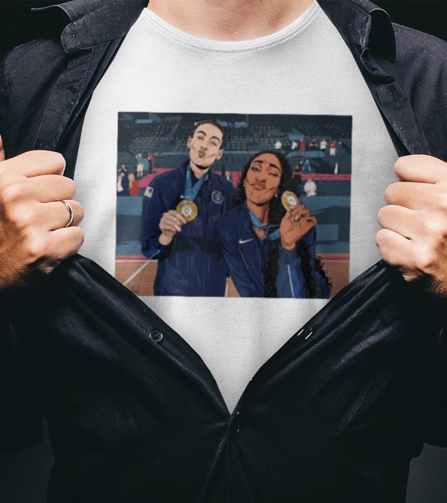 A'Ja Wilson Breanna Stewart Gold Medal Celebration WNBA T-Shirt
