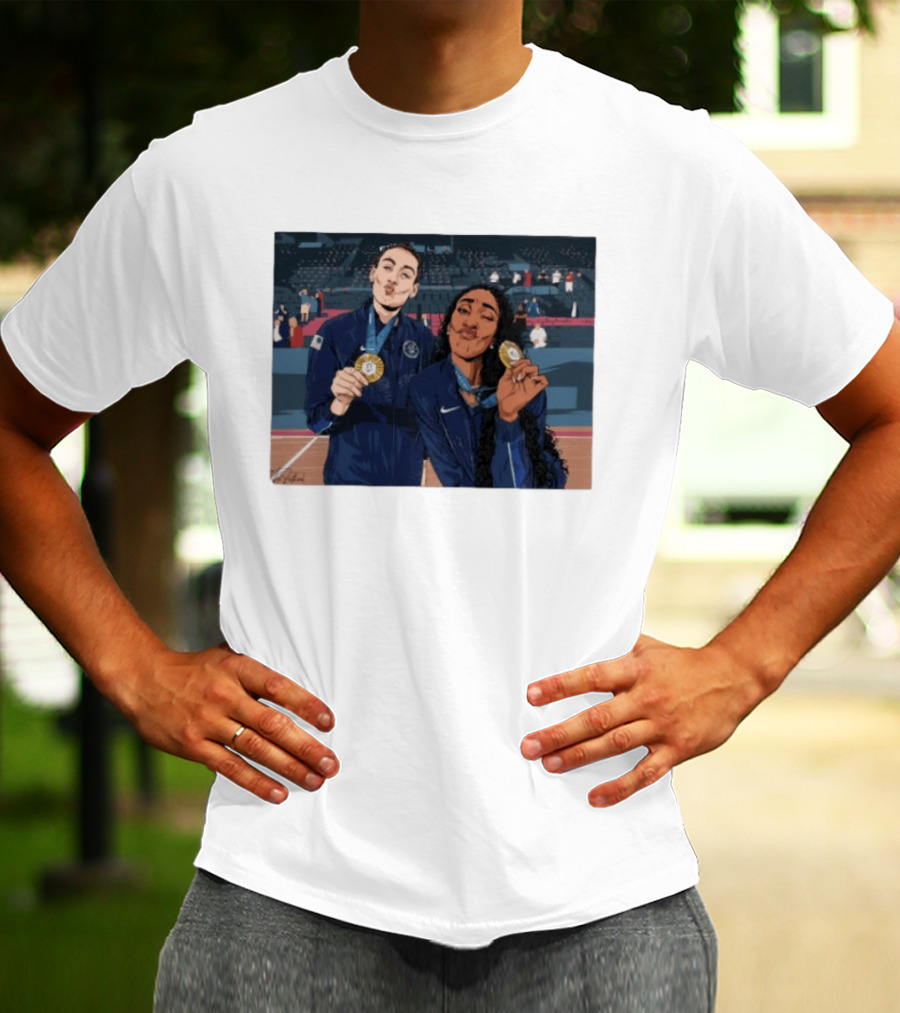 A'Ja Wilson Breanna Stewart Gold Medal Celebration WNBA T-Shirt