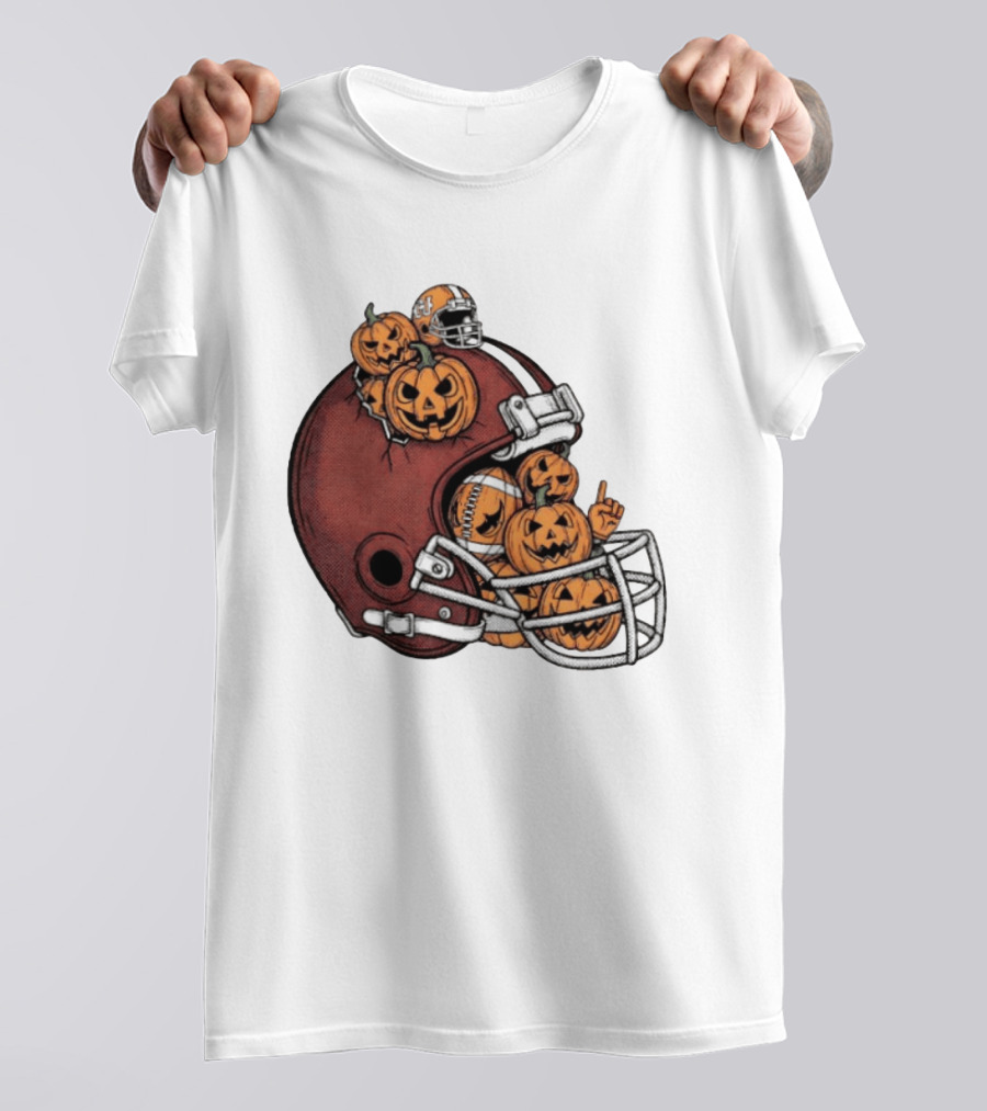 Cleveland Browns Halloween Pumpkin Football Helmet T-Shirt
