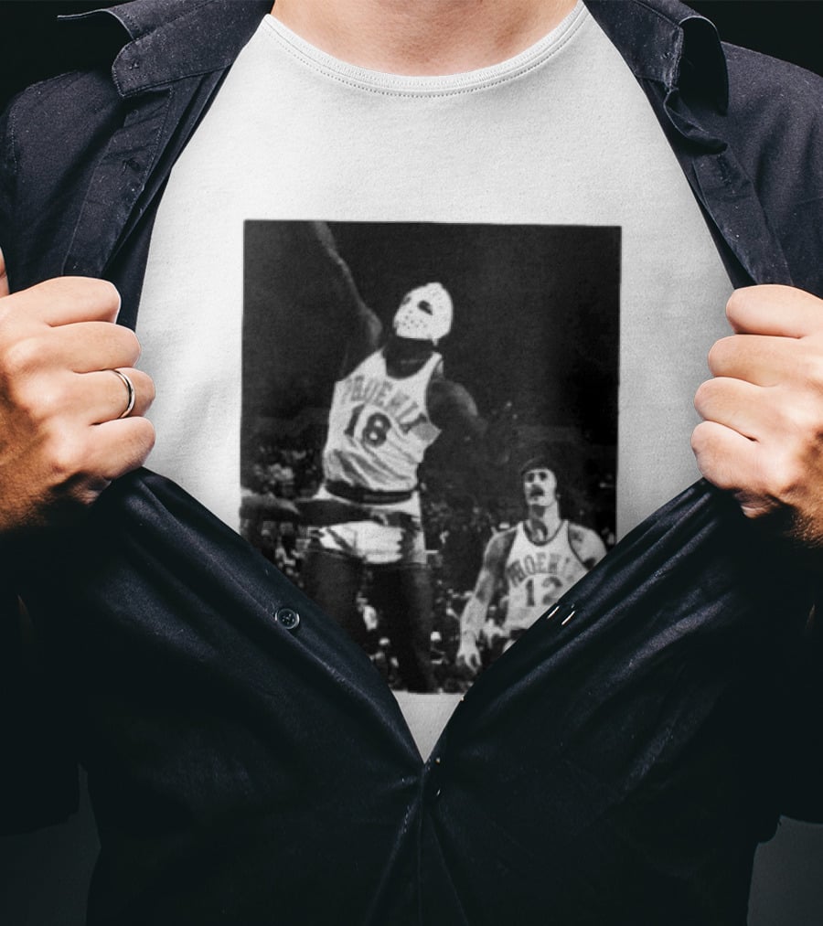 Curtis Perry Wearing Hockey Mask During Phoenix Suns NBA Game T-Shirt