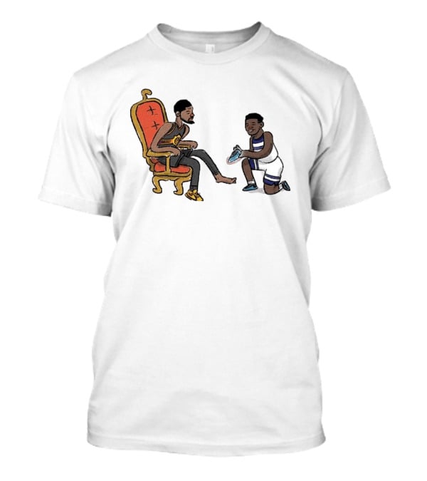 Anthony Edwards Kevin Durant Cartoon Shoe Fitting Basketball Scene T-Shirt