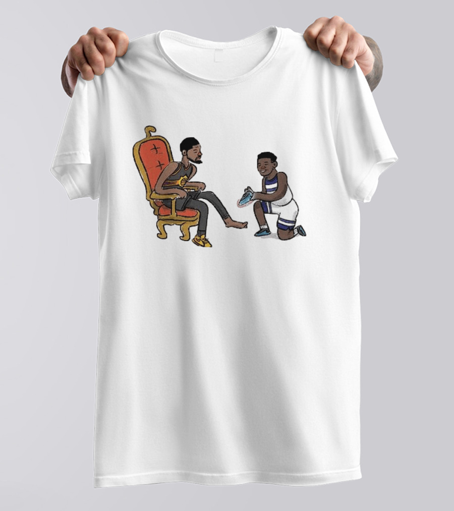 Anthony Edwards Kevin Durant Cartoon Shoe Fitting Basketball Scene T-Shirt