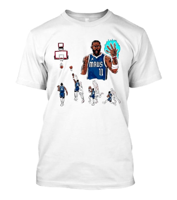 Dallas Mavericks Kyrie Irving Left Hand Hook Shot Game Winner Basketball Play Sequence T-Shirt