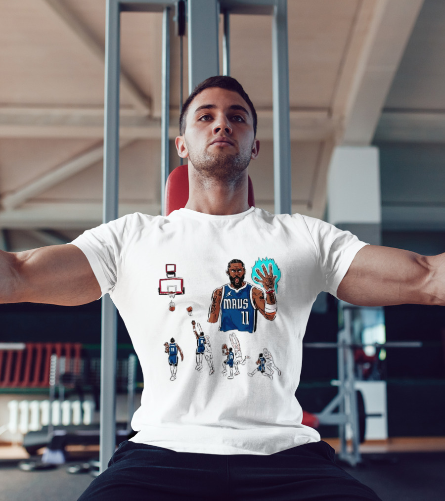 Dallas Mavericks Kyrie Irving Left Hand Hook Shot Game Winner Basketball Play Sequence T-Shirt