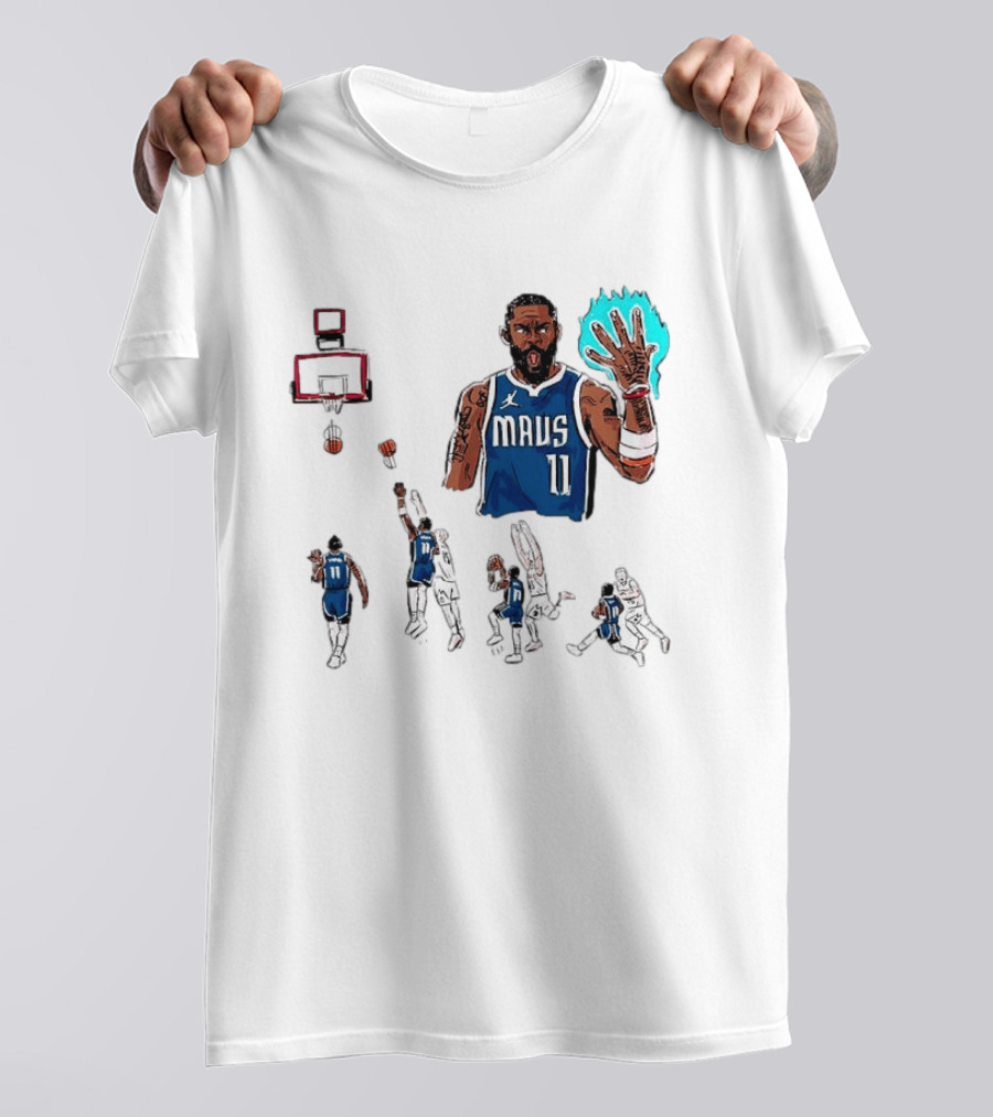 Dallas Mavericks Kyrie Irving Left Hand Hook Shot Game Winner Basketball Play Sequence T-Shirt