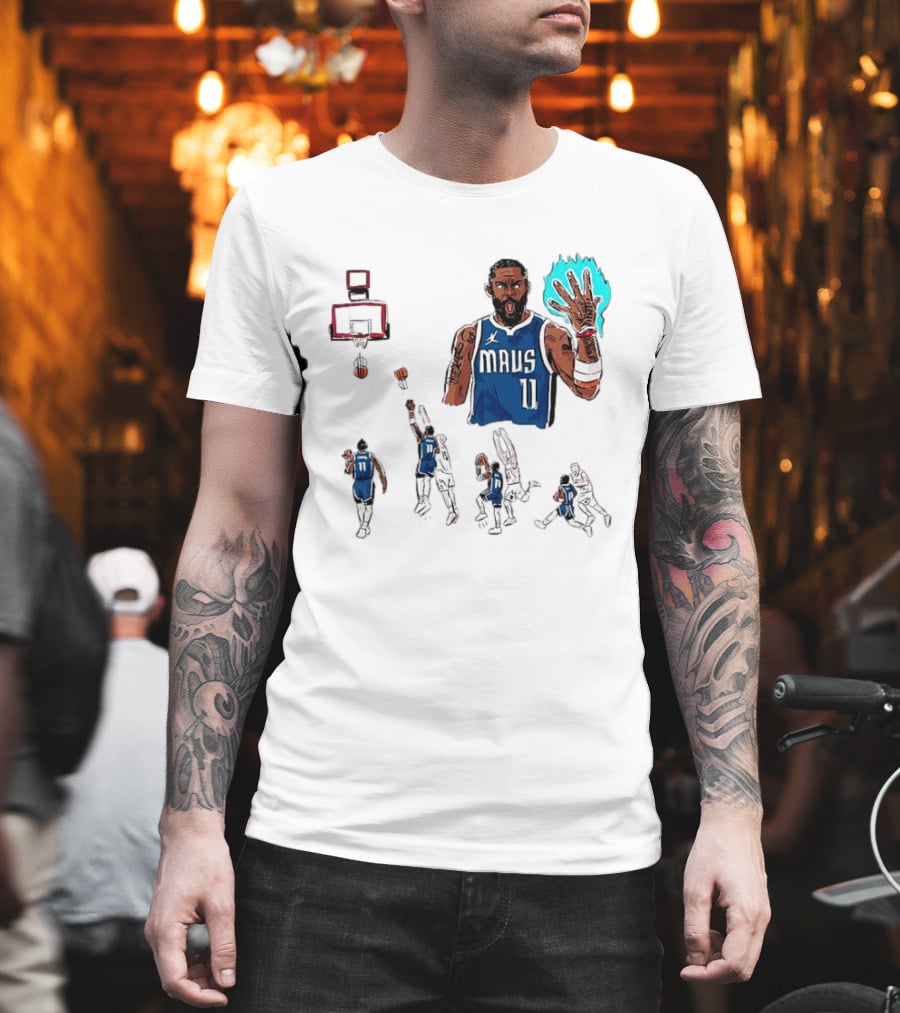 Dallas Mavericks Kyrie Irving Left Hand Hook Shot Game Winner Basketball Play Sequence T-Shirt