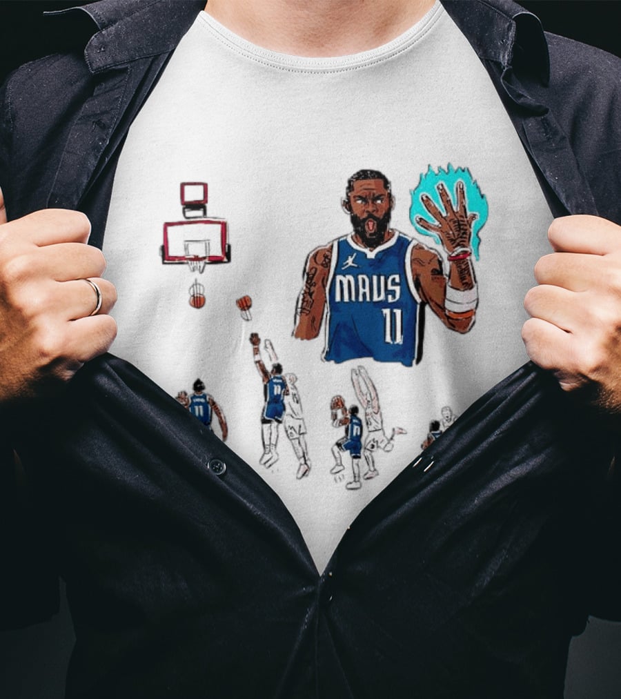 Dallas Mavericks Kyrie Irving Left Hand Hook Shot Game Winner Basketball Play Sequence T-Shirt