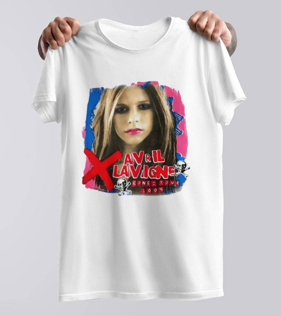 Avril Lavigne Bonez Tour 2004 Skull And Crossbones T-Shirt