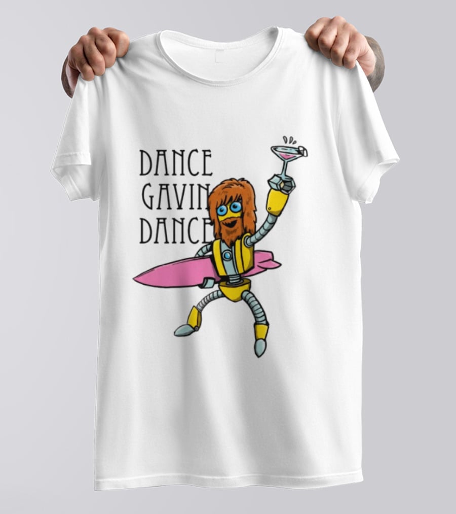 Dance Gavin Dance Surfing Robot With Pink Surfboard And Cocktail T-Shirt