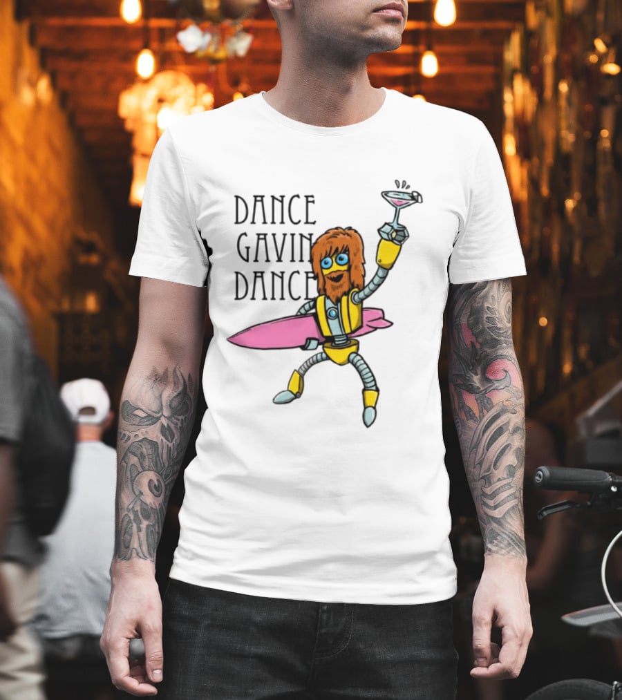 Dance Gavin Dance Surfing Robot With Pink Surfboard And Cocktail T-Shirt