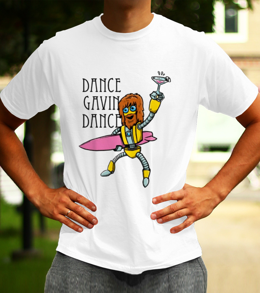 Dance Gavin Dance Surfing Robot With Pink Surfboard And Cocktail T-Shirt