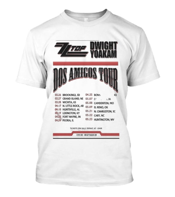 ZZ Top Dwight Yoakam Dos Amigos Tour 2026 Dates And Locations T-Shirt