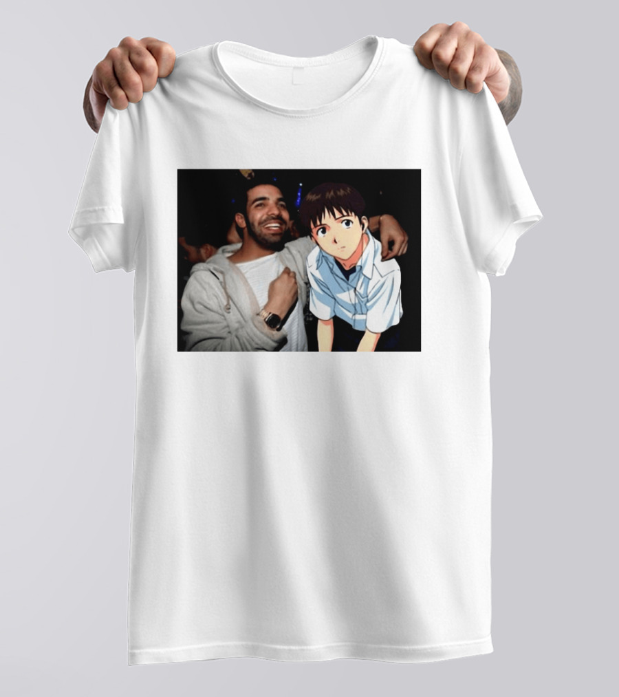 Drake With Shinji Ikari From Evangelion Anime T-Shirt
