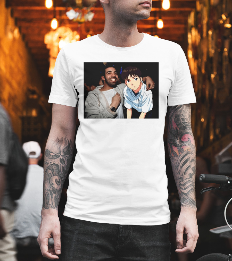 Drake With Shinji Ikari From Evangelion Anime T-Shirt
