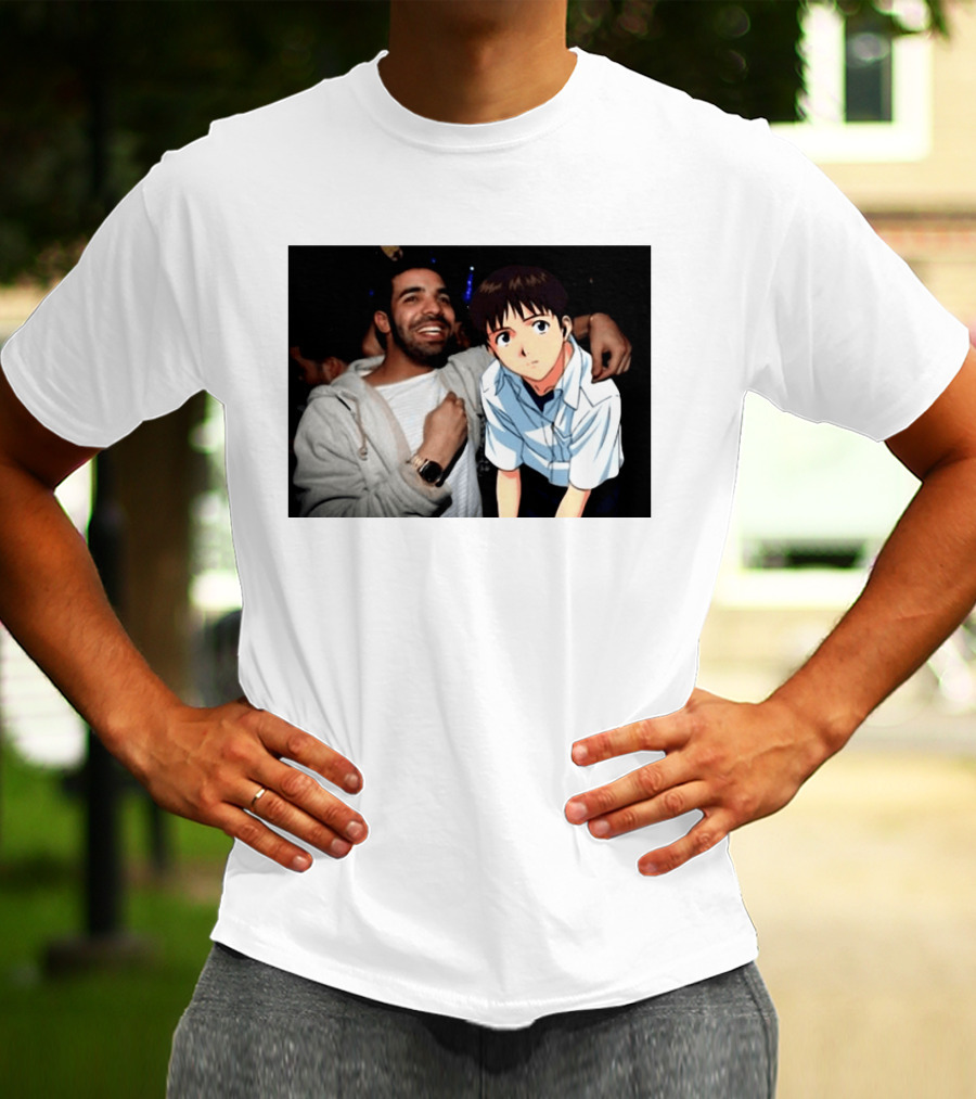 Drake With Shinji Ikari From Evangelion Anime T-Shirt
