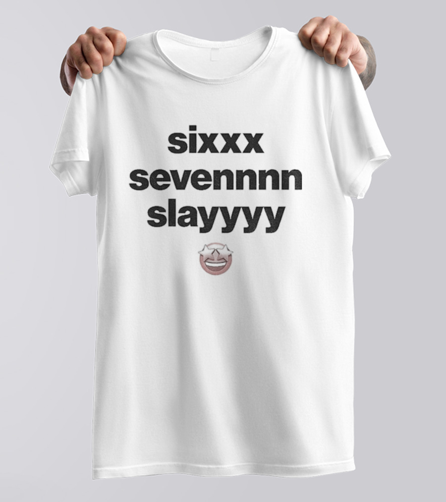 Sixxx Sevennnn Slayyyy Red Smiley Face T-Shirt