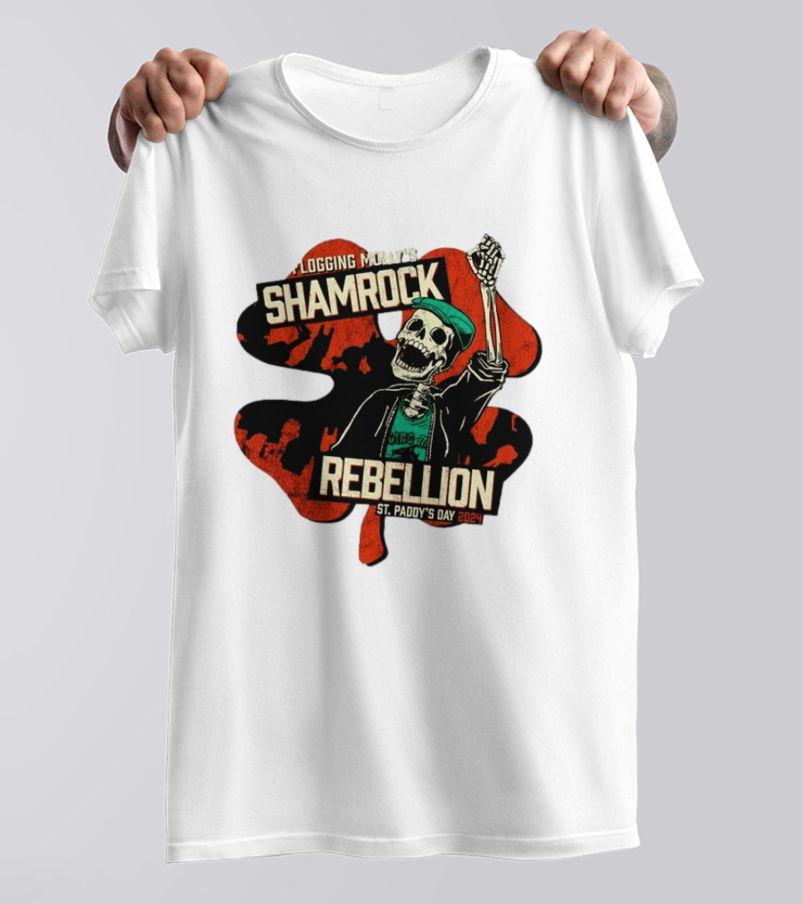 Flogging Molly Shamrock Rebellion St. Paddy's Day 2024 Skeleton T-Shirt