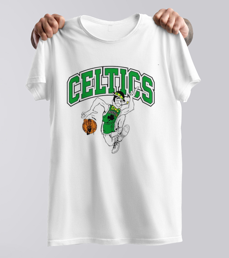 Boston Celtics Leprechaun Dancing Basketball St Patrick's Day Celebration T-Shirt