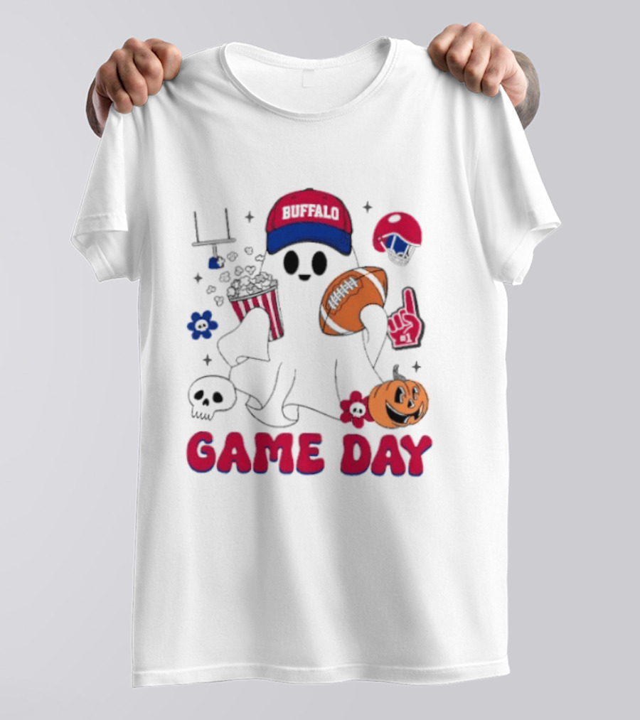 Buffalo Game Day Ghost Halloween Football Fun T-Shirt