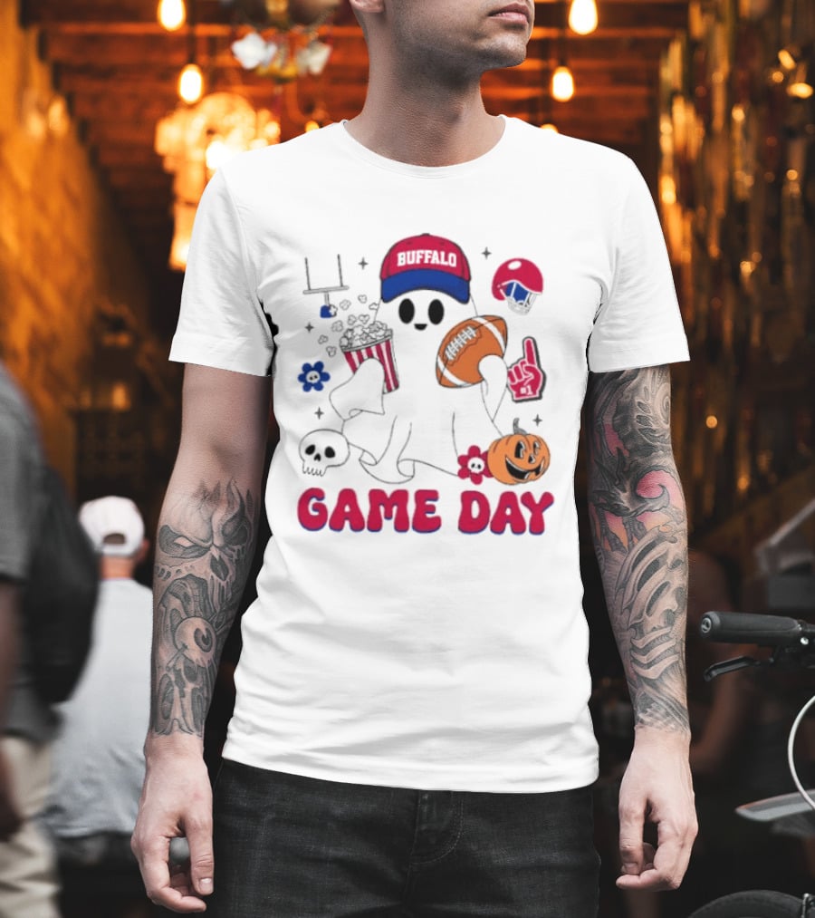 Buffalo Game Day Ghost Halloween Football Fun T-Shirt
