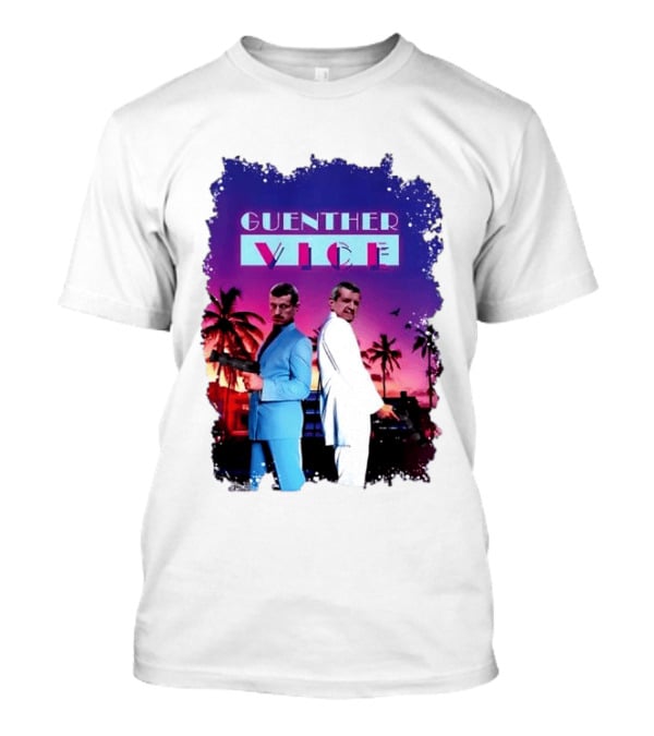 Guenther Vice 80s Retro Miami Style Palm Trees Sunset T-Shirt