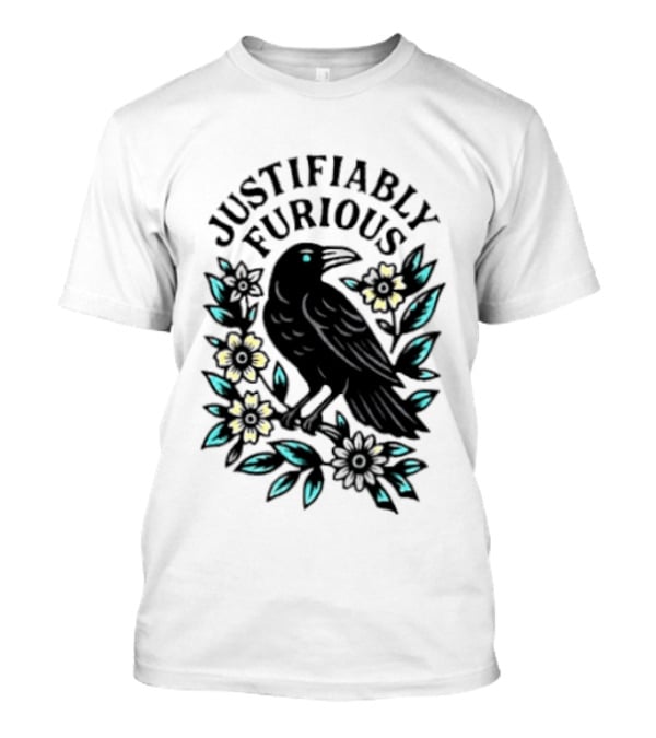 Justifiably Furious Bird With Floral Accents T-Shirt