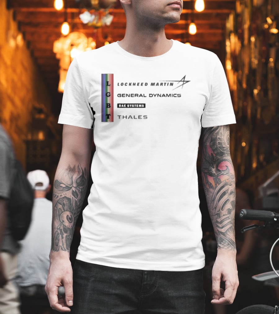 Lockheed Martin General Dynamics BAE Systems Thales LGBT Rainbow Vertical T-Shirt