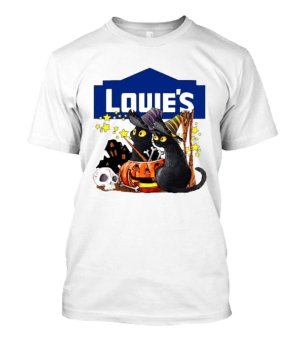 Louie's Witch Cats Halloween Pumpkins Skulls Stars T-Shirt
