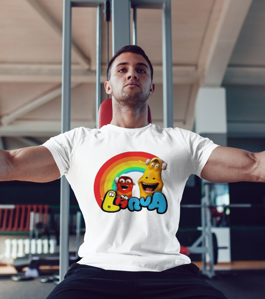 Larva Cartoon Characters With Rainbow T-Shirt