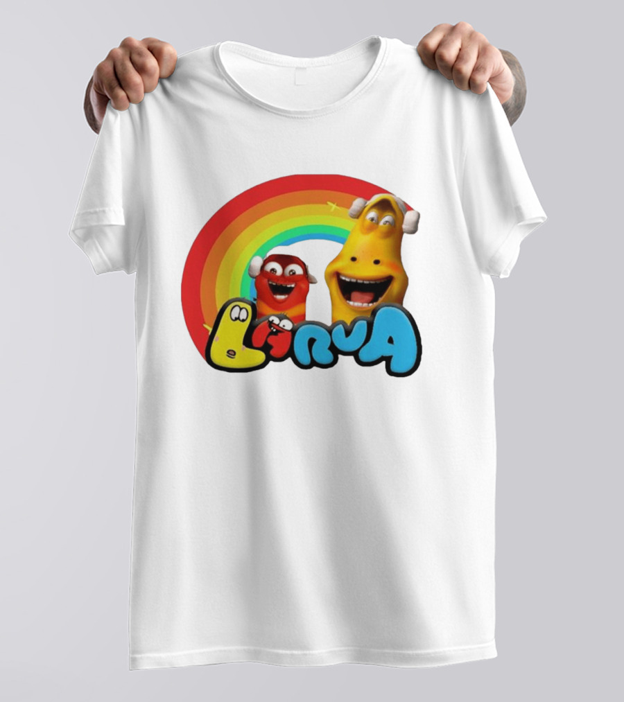 Larva Cartoon Characters With Rainbow T-Shirt