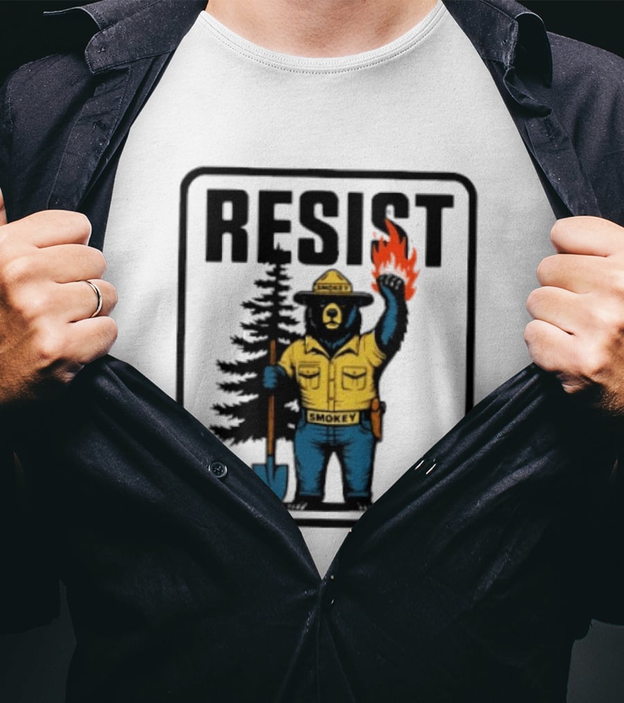 Resist Smokey Fire Prevention Bear California Forest T-Shirt