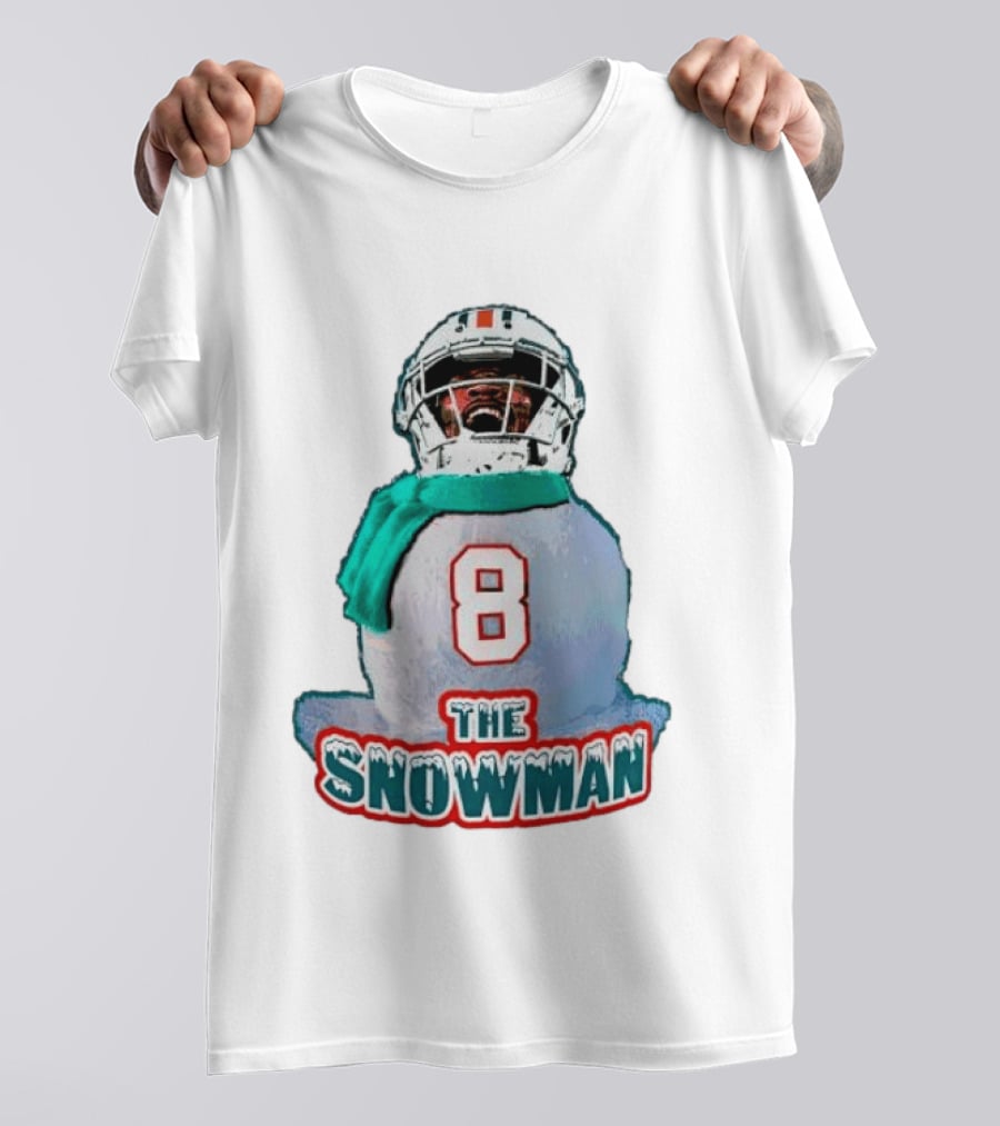 Miami Dolphins Jevon Holland 8 The Snowman Christmas T-Shirt